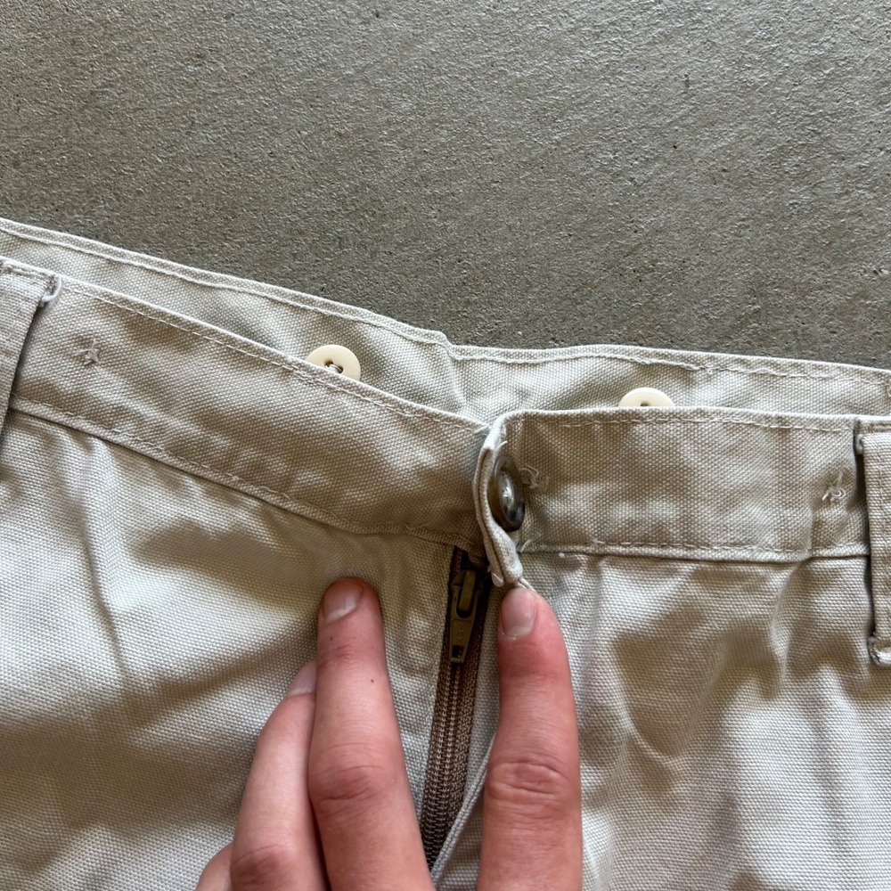 Vintage 90s SafTbak Pants Size 38x30 Cream Brown Brush Guard Double Knee Outdoor - Picture 7 of 11